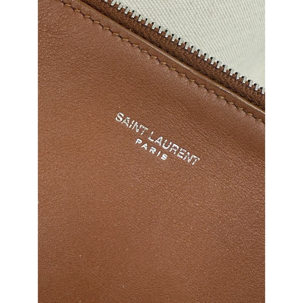 Saint Laurent Rive Gauche Linen Leather Women’s Bucket Bag in Beige - Picture 4 of 16